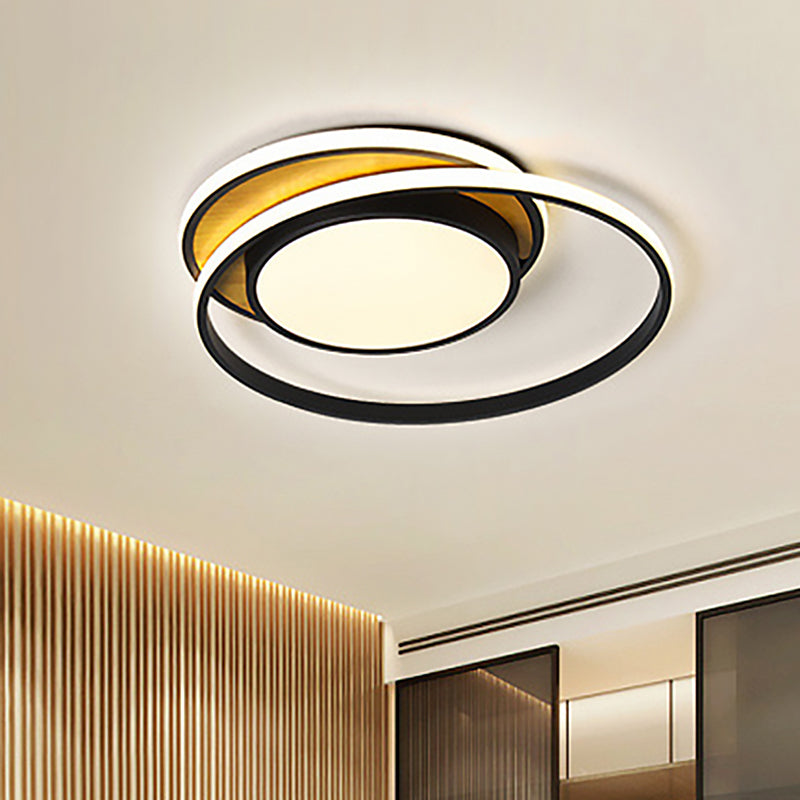 Ultra Thin Flush Ceiling Light Modern Metal LED Black/White Ceiling Lamp in White/Warm Light, 18