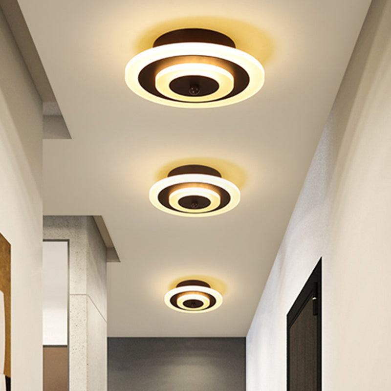 White/Coffee LED Corridor Flush Ceiling Lamp Simple Acrylic Round/Square Flushmount Lighting in Warm/White/Natural Light Clearhalo 'Ceiling Lights' 'Close To Ceiling Lights' 'Close to ceiling' 'Flush mount' Lighting' 513522