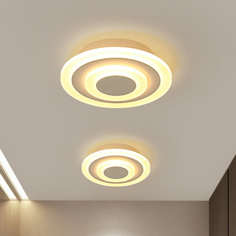 White/Coffee LED Corridor Flush Ceiling Lamp Simple Acrylic Round/Square Flushmount Lighting in Warm/White/Natural Light Clearhalo 'Ceiling Lights' 'Close To Ceiling Lights' 'Close to ceiling' 'Flush mount' Lighting' 513523