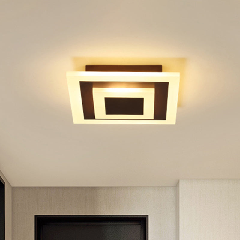White/Coffee LED Corridor Flush Ceiling Lamp Simple Acrylic Round/Square Flushmount Lighting in Warm/White/Natural Light Clearhalo 'Ceiling Lights' 'Close To Ceiling Lights' 'Close to ceiling' 'Flush mount' Lighting' 513524