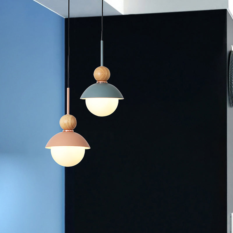 Sunny Doll Shape Hanging Light Macaron Metallic 1 Bulb Dining Room Suspension Lamp in Pink/Light Blue Clearhalo 'Ceiling Lights' 'Modern Pendants' 'Modern' 'Pendant Lights' 'Pendants' Lighting' 518782