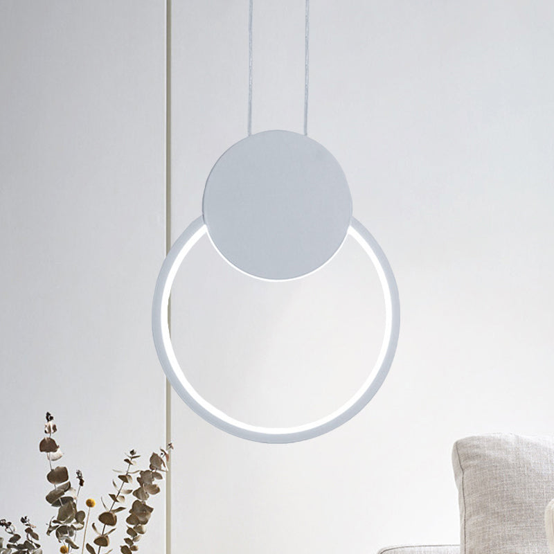 Round Suspension Light Modernism Acrylic White/Black LED Hanging Lamp Fixture for Bedside, White/Warm Light Clearhalo 'Ceiling Lights' 'Modern Pendants' 'Modern' 'Pendant Lights' 'Pendants' Lighting' 518810