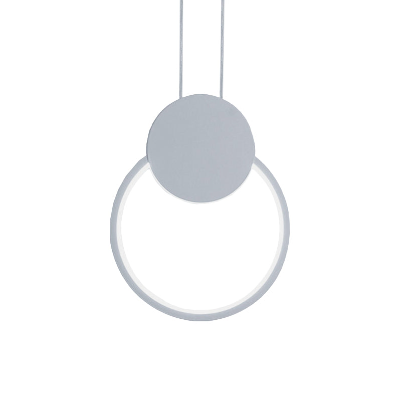 Round Suspension Light Modernism Acrylic White/Black LED Hanging Lamp Fixture for Bedside, White/Warm Light Clearhalo 'Ceiling Lights' 'Modern Pendants' 'Modern' 'Pendant Lights' 'Pendants' Lighting' 518811