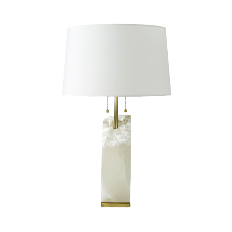 Modernism 1 Head Nightstand lamp White Drum Reading Book Light with Fabric Shade Clearhalo 'Lamps' 'Table Lamps' Lighting' 518955