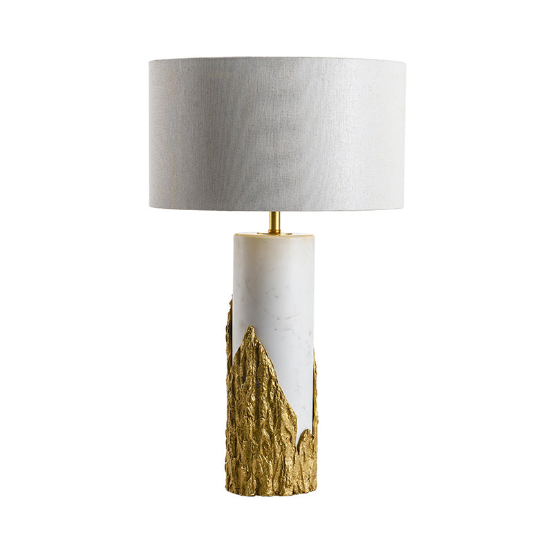 1 Head Bedside Task Lighting Modernism White Night Table Lamp with Cylinder Fabric Shade Clearhalo 'Lamps' 'Table Lamps' Lighting' 518961