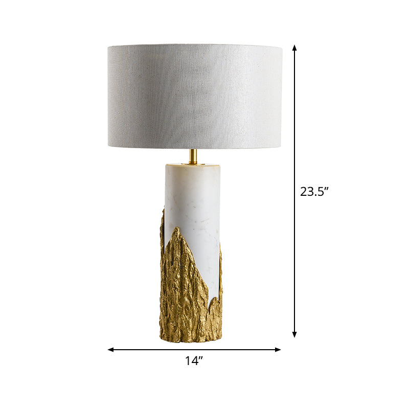 1 Head Bedside Task Lighting Modernism White Night Table Lamp with Cylinder Fabric Shade Clearhalo 'Lamps' 'Table Lamps' Lighting' 518962