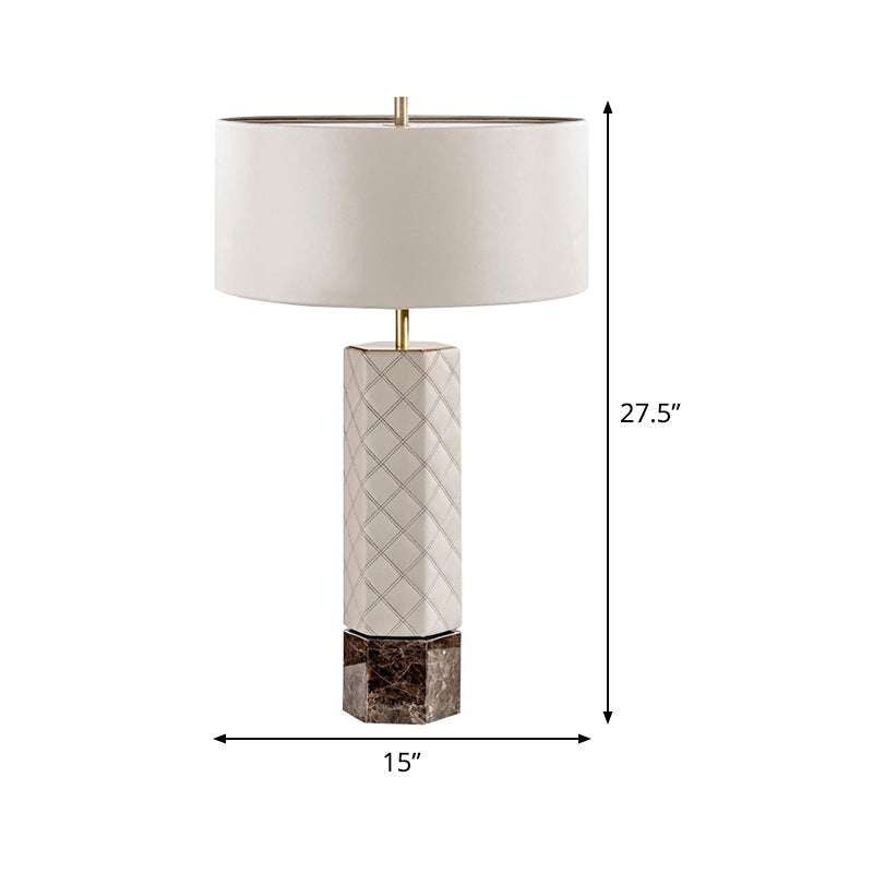 1 Head Bedroom Nightstand Lamp Modern White Task Lighting with Cylindrical Fabric Shade Clearhalo 'Lamps' 'Table Lamps' Lighting' 518982