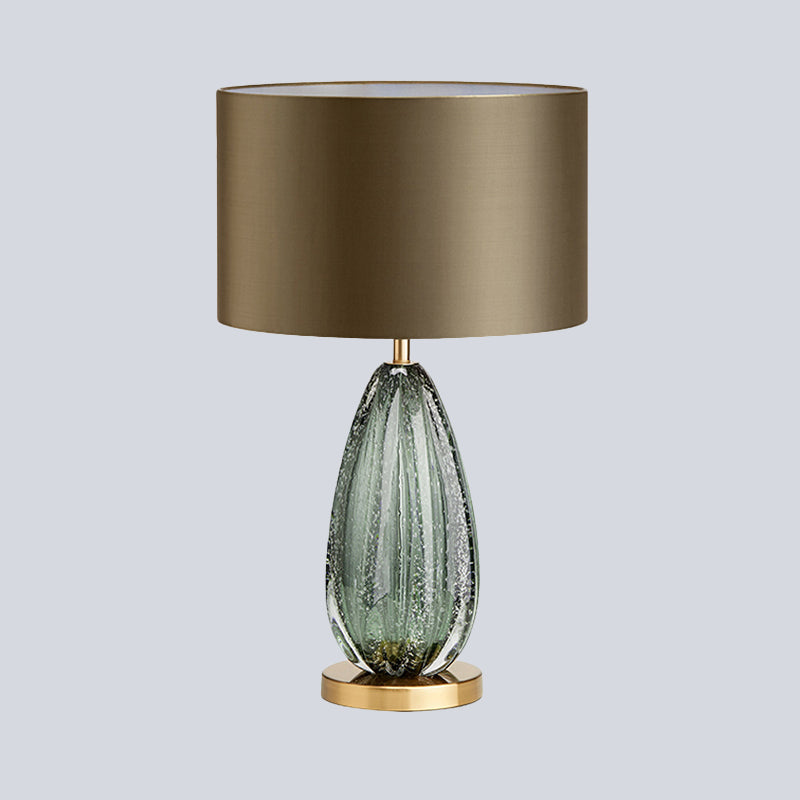 Straight Sided Shade Table Light Modernist Fabric 1 Head Small Desk Lamp in Green Clearhalo 'Lamps' 'Table Lamps' Lighting' 519015