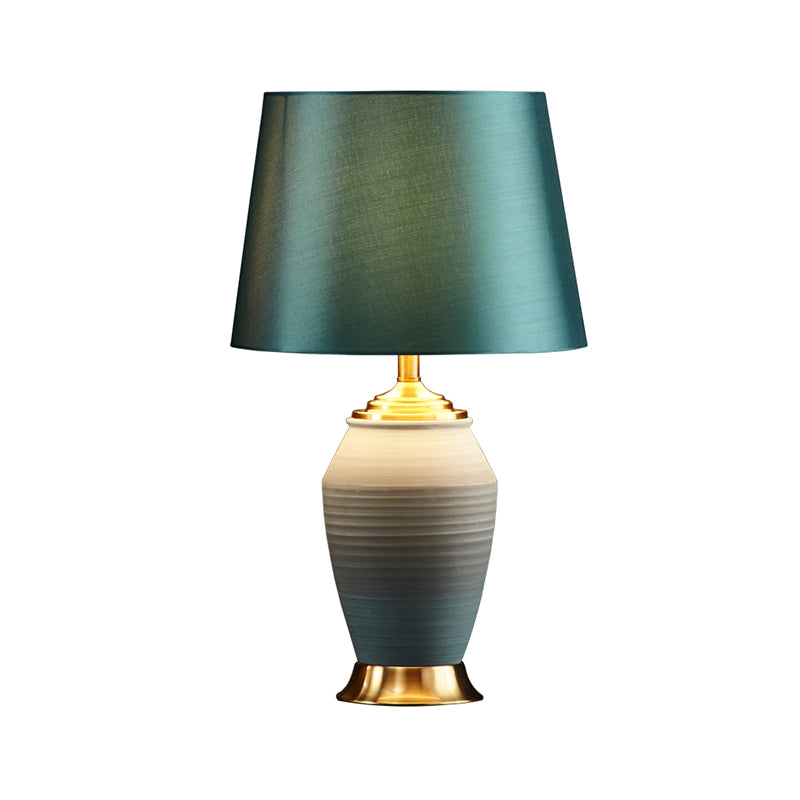 Tapered Drum Task Light Contemporary Fabric 1 Head Green Night Table Lamp, 13