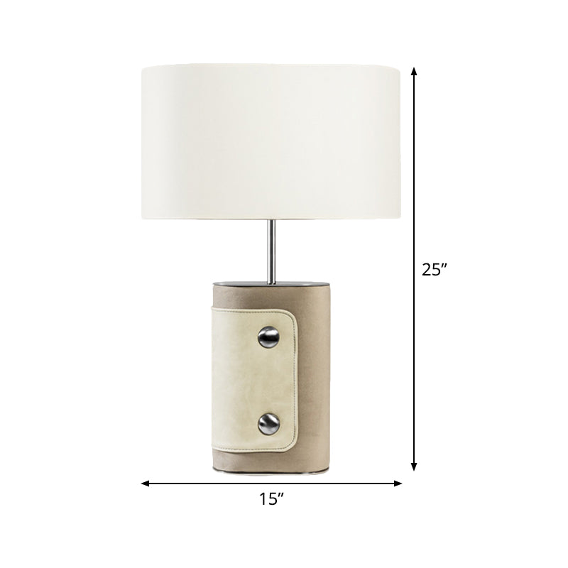 Shaded Table Light Contemporary Fabric 1 Head Small Desk Lamp in White for Bedroom Clearhalo 'Lamps' 'Table Lamps' Lighting' 519047