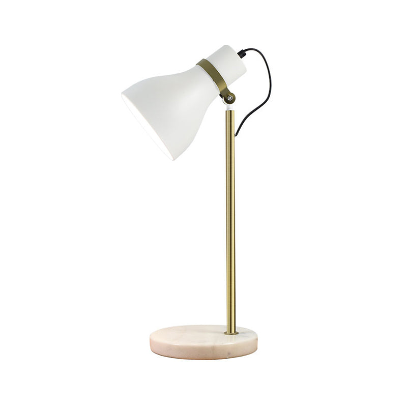 1 Head Bedside Task Lighting Modernism White Night Table Lamp with Trumpet Metal Shade Clearhalo 'Lamps' 'Table Lamps' Lighting' 519076