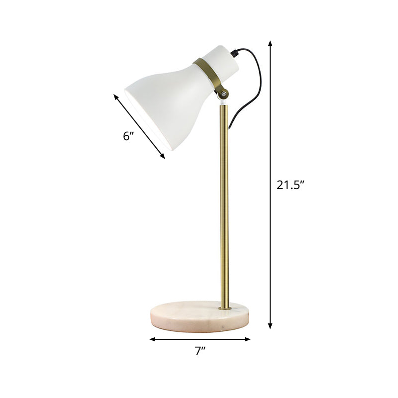 1 Head Bedside Task Lighting Modernism White Night Table Lamp with Trumpet Metal Shade Clearhalo 'Lamps' 'Table Lamps' Lighting' 519077