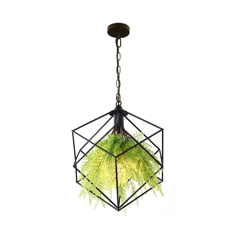 Industrial Geometric Plant Hanging Pendant 1 Bulb 18