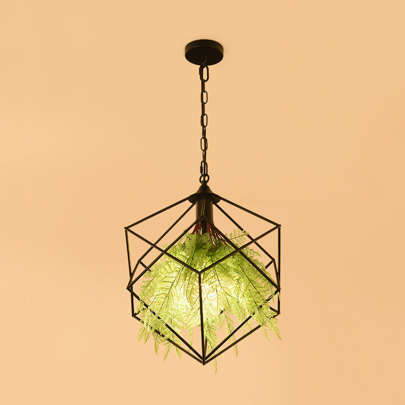 Industrial Geometric Plant Hanging Pendant 1 Bulb 18