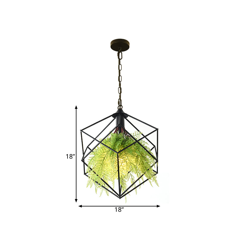 Industrial Geometric Plant Hanging Pendant 1 Bulb 18