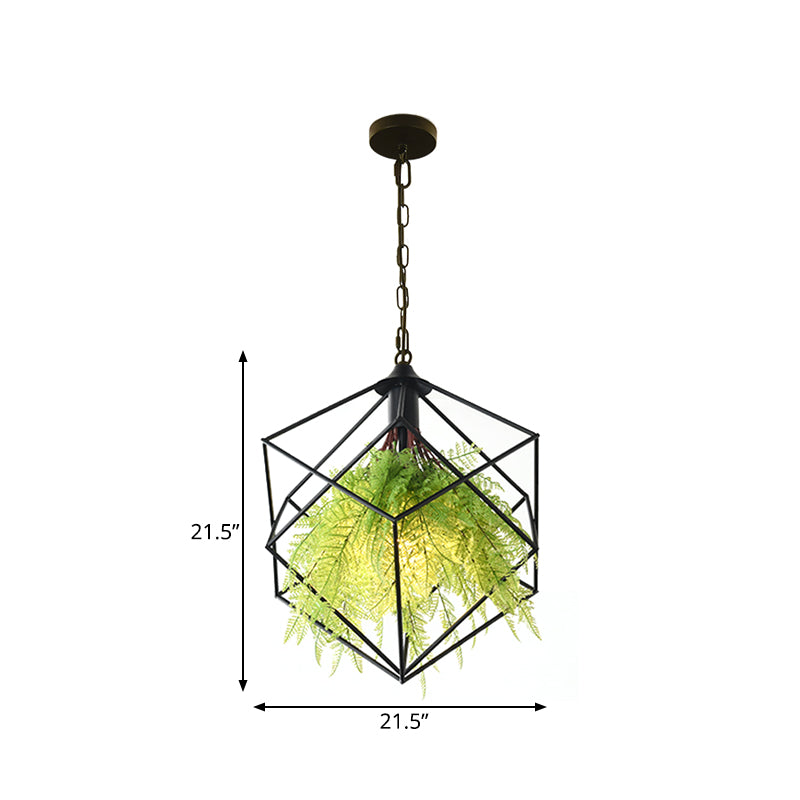 Industrial Geometric Plant Hanging Pendant 1 Bulb 18