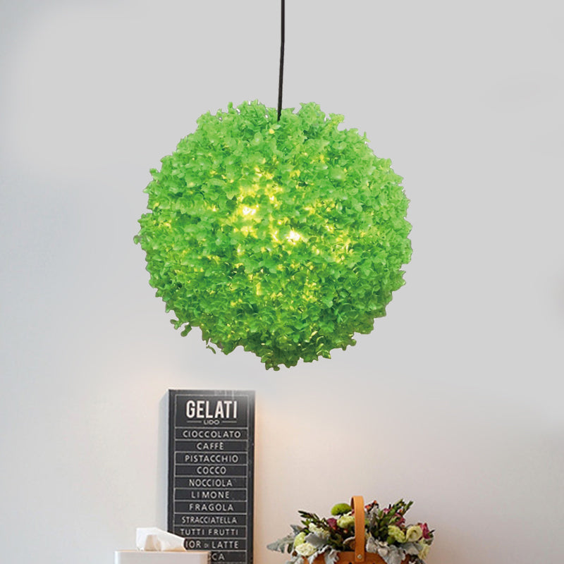 1 Head Ceiling Light Industrial Restaurant LED Plant Hanging Lamp with Global Metal Shade in Green, 12