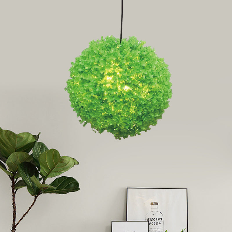 1 Head Ceiling Light Industrial Restaurant LED Plant Hanging Lamp with Global Metal Shade in Green, 12