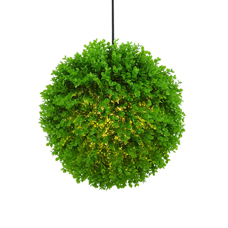 Globe Restaurant Ceiling Pendant Light Industrial Metal 1 Light Green LED Plant Suspension Lamp, 14