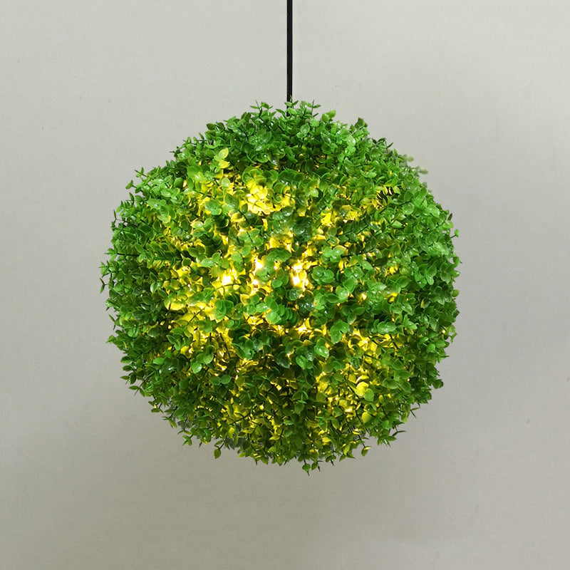 Globe Restaurant Ceiling Pendant Light Industrial Metal 1 Light Green LED Plant Suspension Lamp, 14