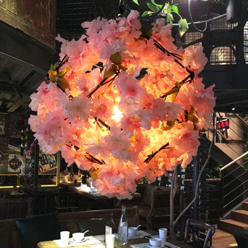 Cherry Blossom Restaurant Pendant Lighting Industrial Metal 1 Light Black Hanging Ceiling Light, 19.5