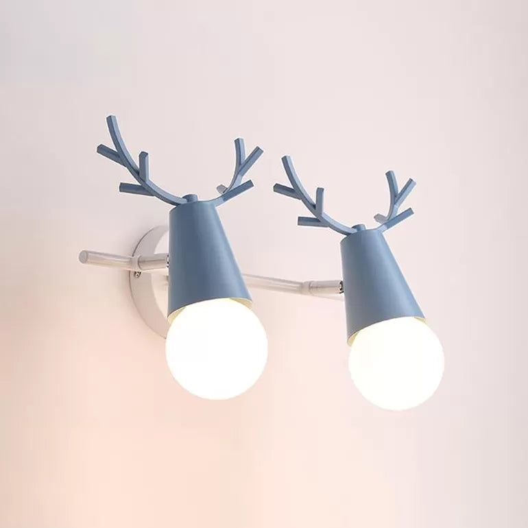 Sweet Cone Child Bedroom Wall Light Metal 1 Head Nordic Stylish Wall Lamp with Antlers Clearhalo 'Wall Lamps & Sconces' 'Wall Lights' Lighting' 51999