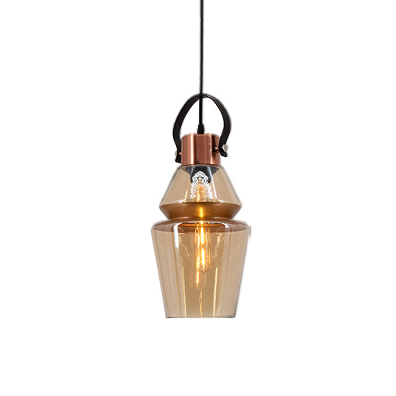 Copper Urn Pendant Lighting Fixture Modern 1 Head Clear Glass Hanging Lamp, 6.5