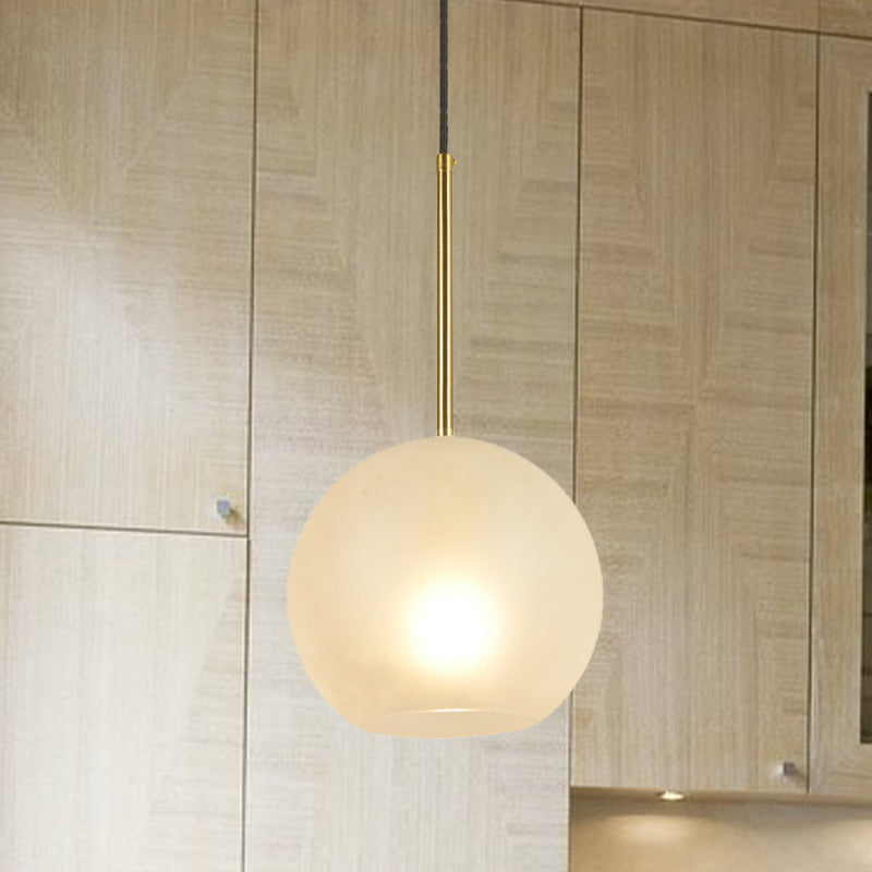 Sphere Hanging Lamp Kit Minimalist Textured White Glass 1 Head 8