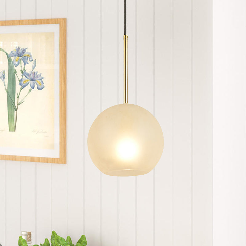 Sphere Hanging Lamp Kit Minimalist Textured White Glass 1 Head 8