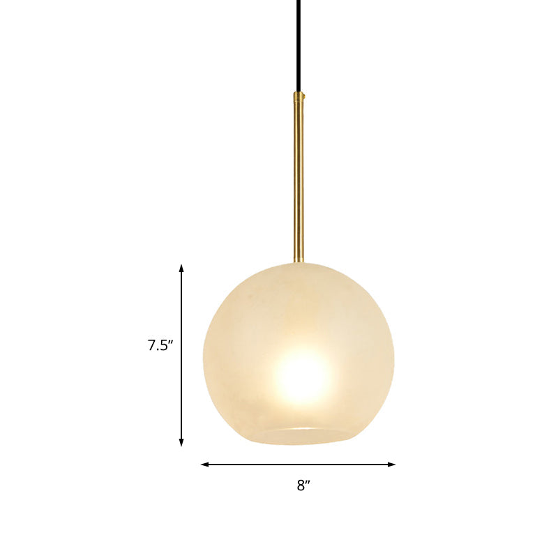 Sphere Hanging Lamp Kit Minimalist Textured White Glass 1 Head 8