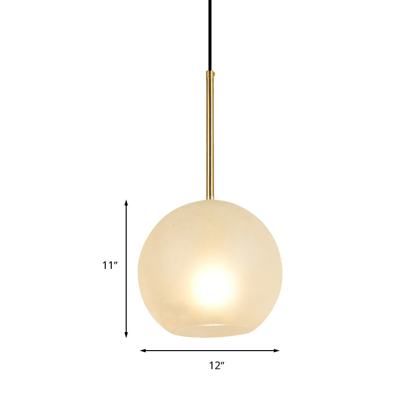 Sphere Hanging Lamp Kit Minimalist Textured White Glass 1 Head 8