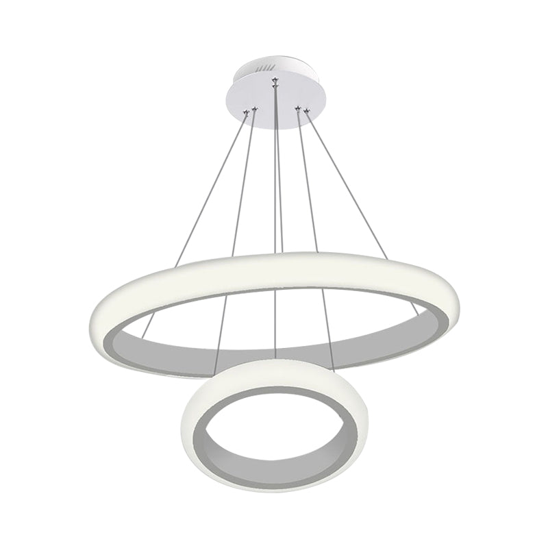 White Doughnut Chandelier Lamp Modernist 1/2/3 Lights Acrylic Led Ceiling Pendant Fixture in White/Warm Light Clearhalo 'Ceiling Lights' 'Chandeliers' 'Modern Chandeliers' 'Modern' Lighting' 520986