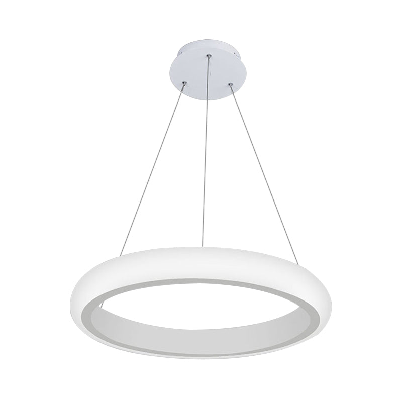 White Doughnut Chandelier Lamp Modernist 1/2/3 Lights Acrylic Led Ceiling Pendant Fixture in White/Warm Light Clearhalo 'Ceiling Lights' 'Chandeliers' 'Modern Chandeliers' 'Modern' Lighting' 520990_fac976cb-f1ff-4e23-9463-896a3c71c313