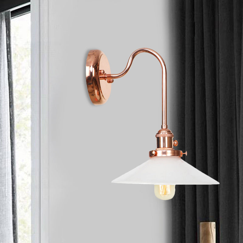 Copper Saucer/Scalloped Sconce Light Fixture Vintage White/Clear Glass 1 Light Indoor Wall Lamp White A Clearhalo 'Art deco wall lights' 'Cast Iron' 'Glass' 'Industrial wall lights' 'Industrial' 'Middle century wall lights' 'Modern' 'Rustic wall lights' 'Tiffany' 'Traditional wall lights' 'Wall Lamps & Sconces' 'Wall Lights' Lighting' 521285