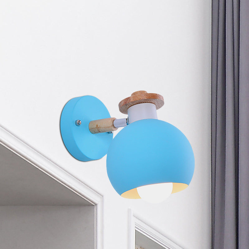 Single Light Spherical Wall Lamp Nordic Metal Sconce Light for Kindergarten Child Bedroom Clearhalo 'Wall Lamps & Sconces' 'Wall Lights' Lighting' 522440