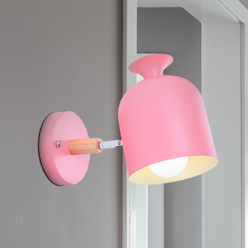 Cup Shade Adult Bedroom Wall Light Rotatable Metal One Light Macaron Loft Sconce Light Clearhalo 'Wall Lamps & Sconces' 'Wall Lights' Lighting' 522442