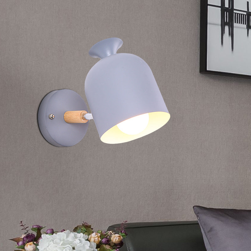 Cup Shade Adult Bedroom Wall Light Rotatable Metal One Light Macaron Loft Sconce Light Clearhalo 'Wall Lamps & Sconces' 'Wall Lights' Lighting' 522443