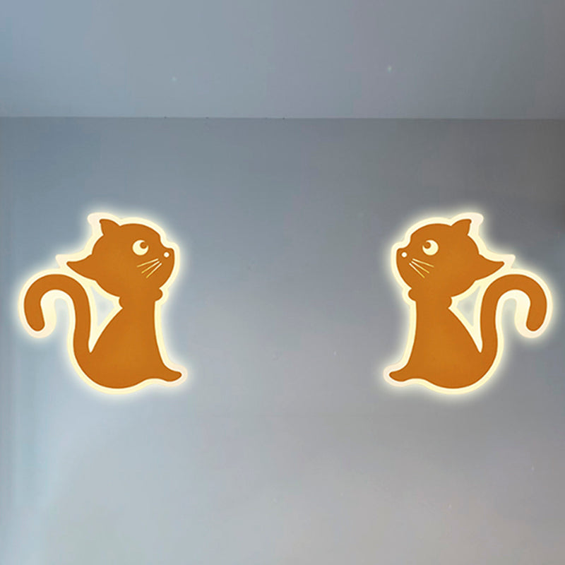 Metal Slim Kitten Wall Light Animal Macaron Colored Wall Sconce for Bedroom Kindergarten Clearhalo 'Wall Lamps & Sconces' 'Wall Lights' Lighting' 522487