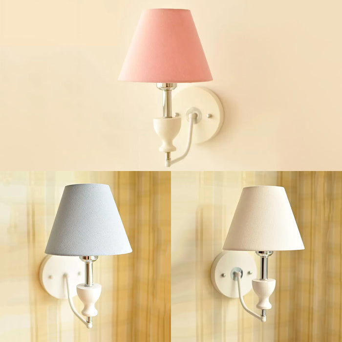 Nordic Style Sconce Light Tapered Shade One Head Fabric Metal Wall Lamp for Hallway Clearhalo 'Wall Lamps & Sconces' 'Wall Lights' Lighting' 52354