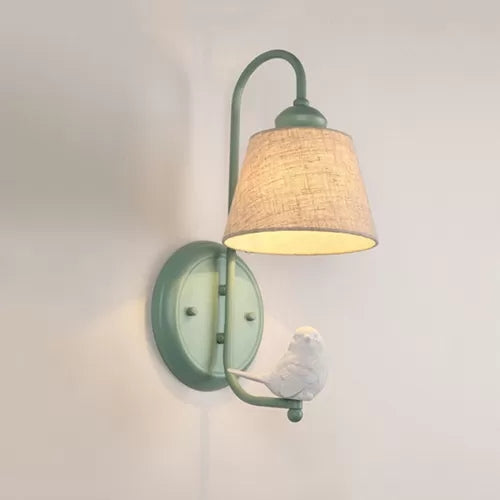 Fabric Tapered Shade Wall Light Dining Room 1 Head Macaron Style Wall Sconce with Vivid Decoration Clearhalo 'Wall Lamps & Sconces' 'Wall Lights' Lighting' 52369