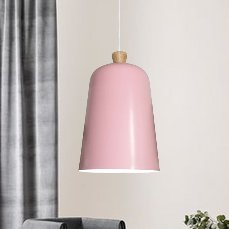 Pink/Grey/Black Bell Pendant Lamp Modern Style 1 Bulb Aluminum Ceiling Lighting for Dining Room Clearhalo 'Ceiling Lights' 'Modern Pendants' 'Modern' 'Pendant Lights' 'Pendants' Lighting' 536690