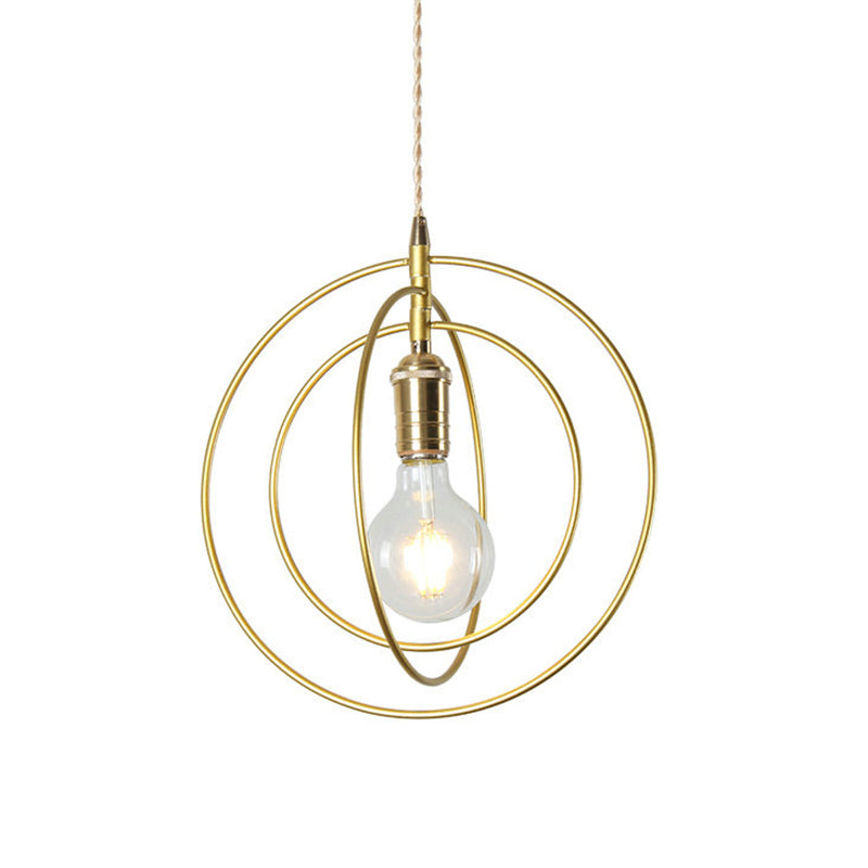 Minimalist 3-Ring Hanging Light Metal 1 Light Living Room Pendant Lamp Fixture in Gold Clearhalo 'Ceiling Lights' 'Modern Pendants' 'Modern' 'Pendant Lights' 'Pendants' Lighting' 536695