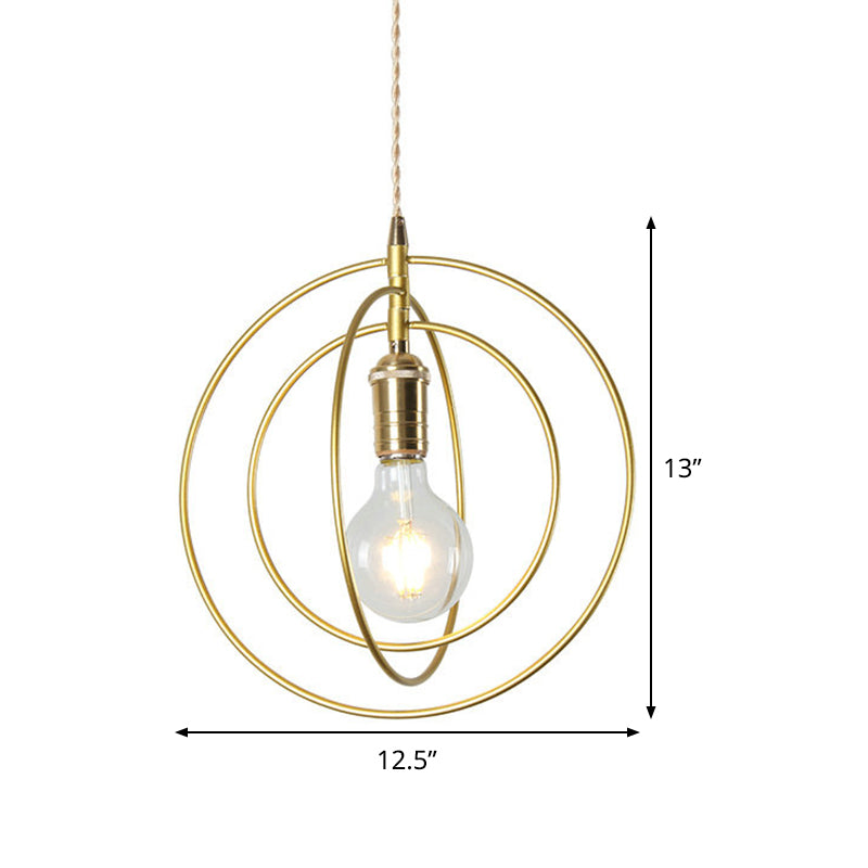 Minimalist 3-Ring Hanging Light Metal 1 Light Living Room Pendant Lamp Fixture in Gold Clearhalo 'Ceiling Lights' 'Modern Pendants' 'Modern' 'Pendant Lights' 'Pendants' Lighting' 536697