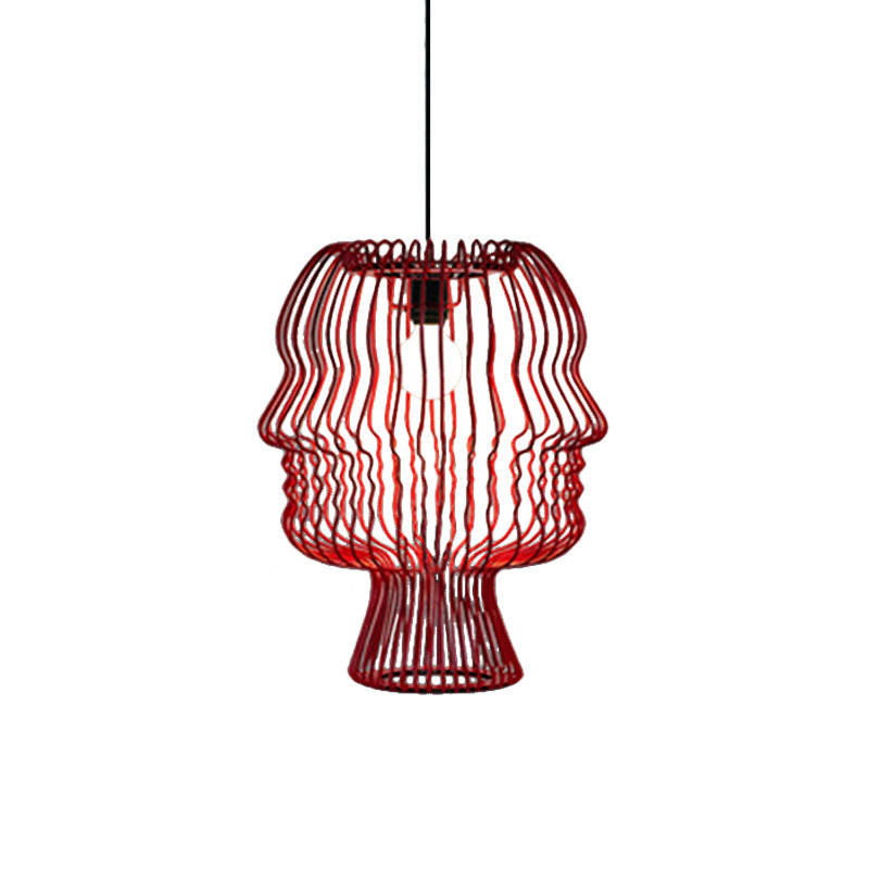 Arc Cage Metallic Suspended Pendant Light Modernism 1-Head Red Ceiling Hang Fixture Clearhalo 'Ceiling Lights' 'Modern Pendants' 'Modern' 'Pendant Lights' 'Pendants' Lighting' 536709