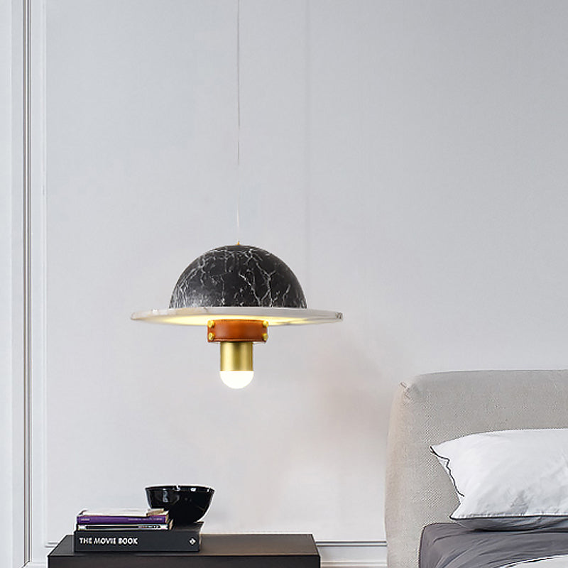 Black Airship Shaped Pendant Modernist LED Marble Hanging Ceiling Light for Bedroom Clearhalo 'Ceiling Lights' 'Modern Pendants' 'Modern' 'Pendant Lights' 'Pendants' Lighting' 536742