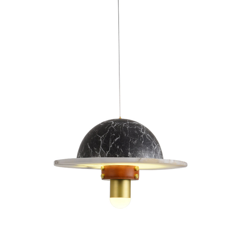 Black Airship Shaped Pendant Modernist LED Marble Hanging Ceiling Light for Bedroom Clearhalo 'Ceiling Lights' 'Modern Pendants' 'Modern' 'Pendant Lights' 'Pendants' Lighting' 536743