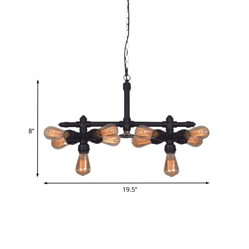 Metallic Black Hanging Chandelier Radial Pipe 10-Head Industrial Ceiling Pendant Lamp for Living Room Clearhalo 'Cast Iron' 'Ceiling Lights' 'Chandeliers' 'Industrial Chandeliers' 'Industrial' 'Metal' 'Middle Century Chandeliers' 'Rustic Chandeliers' 'Tiffany' Lighting' 537043