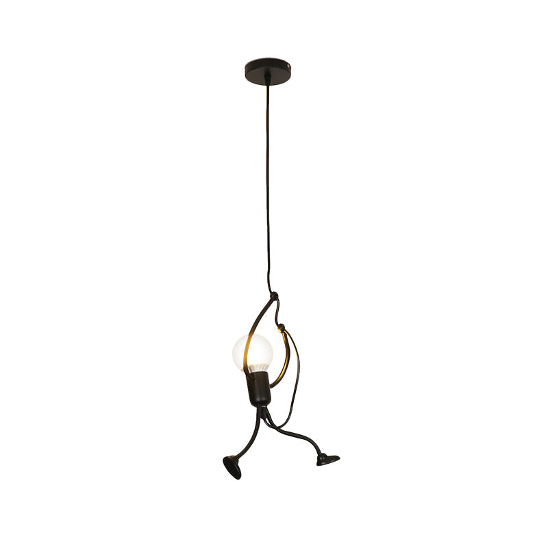 Black Finish Human Shape Pendant Industrial Iron 1-Bulb Restaurant Hanging Light Fixture Clearhalo 'Art Deco Pendants' 'Black' 'Cast Iron' 'Ceiling Lights' 'Ceramic' 'Crystal' 'Industrial Pendants' 'Industrial' 'Metal' 'Middle Century Pendants' 'Pendant Lights' 'Pendants' 'Rustic Pendants' 'Tiffany' Lighting' 537516