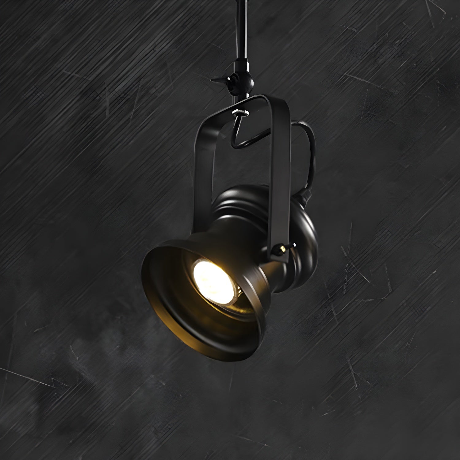 Industrial Style Camera Semi Flush Light Fixture 1-Light Metal Spotlight Flush Mount Lamp in Black with Handle Clearhalo 'Ceiling Lights' 'Close To Ceiling Lights' 'Close to ceiling' 'Semi-flushmount' Lighting' 537694