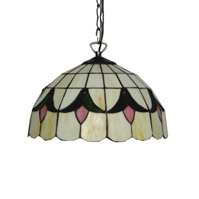 Beige/Blue Handcrafted Art Glass Dome Ceiling Lamp Antique 1 Bulb Suspension Pendant Light Clearhalo 'Ceiling Lights' 'Close To Ceiling Lights' 'Industrial' 'Middle Century Pendants' 'Pendant Lights' 'Pendants' 'Tiffany close to ceiling' 'Tiffany Pendants' 'Tiffany' Lighting' 54109